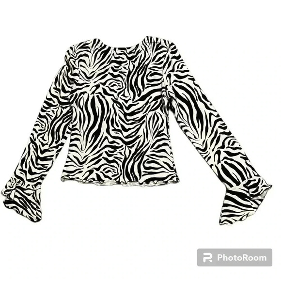 Copper Key girls  size 10 Zebra Print Top  in Black & White - Picture 2 of 3